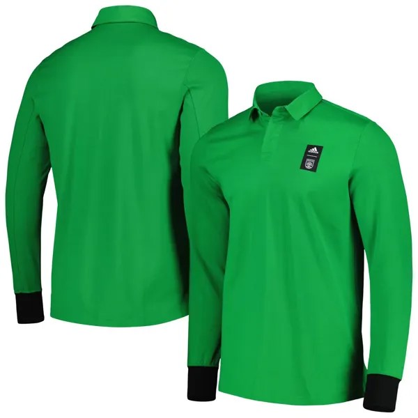 Мужская футболка-поло с длинными рукавами Player Green Austin FC Travel 2023 adidas