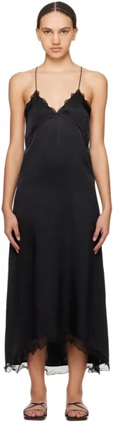 Черное платье макси со структурной оборкой Filippa K