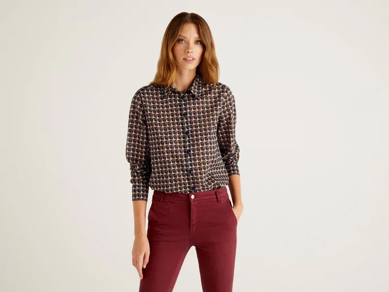 Рубашка женская United Colors of Benetton 21A_5OA95Q8U4 разноцветная XS