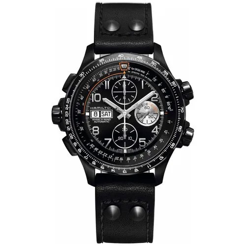 Наручные часы Hamilton Часы Hamilton Khaki Aviation X-Wind Auto Chrono H77736733, черный