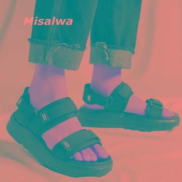 Сандалии Misalwa мужские на платформе, плотные босоножки со средней подошвой, повседневные туфли для отдыха, эластичная ткань, летние шлепанцы