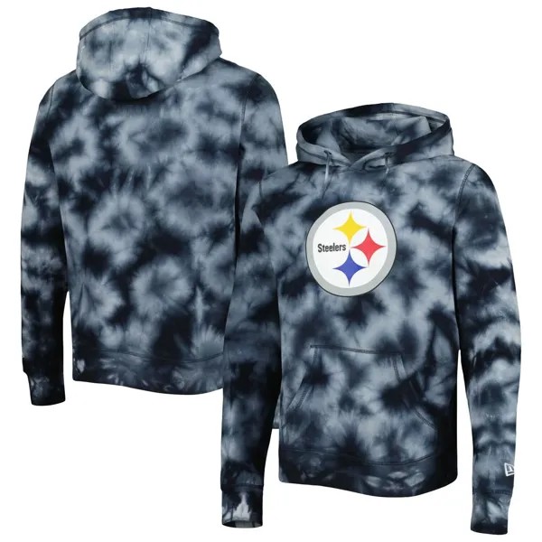 Мужской черный пуловер с капюшоном Pittsburgh Steelers Team Tie Dye New Era