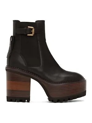 SEE BY CHLOE Женские черные кожаные ботинки без шнуровки Bryn на платформе 2 дюйма 41