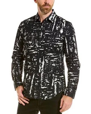 Мужская тканая рубашка Bottega Veneta черная 40