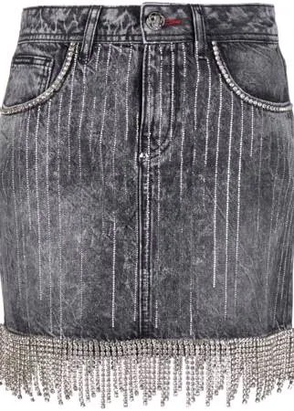 Philipp Plein джинсовая юбка с кристаллами
