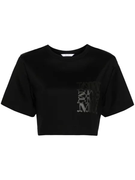 Max Mara укороченная футболка с логотипом, черный