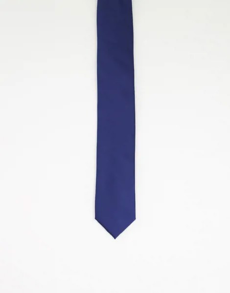 Синий однотонный атласный галстук Gianni Feraud-Темно-синий