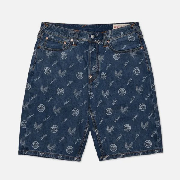 Мужские шорты Evisu Kamon Eagle All Over Print & Seagull Embroidered синий, Размер 30