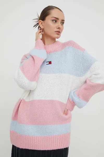 Свитер из смесовой шерсти Tommy Jeans, розовый
