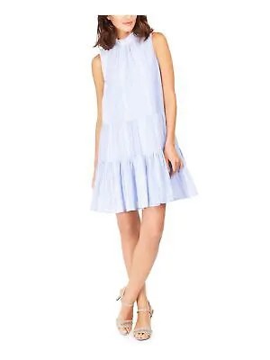 CALVIN KLEIN Женское синее платье-трапеция без рукавов с завязками выше колена 2