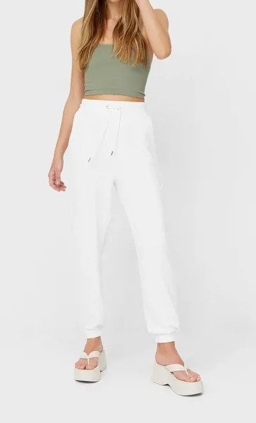 Stradivarius Спортивные Брюки Из Мягкой Ткани Белый S