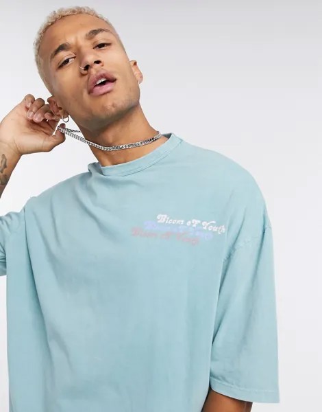 Футболка в стиле oversized с принтом ASOS DESIGN-Зеленый цвет