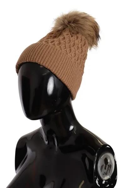 Шапка DOLCE - GABBANA Темно-коричневая зимняя шапка из верблюжьего меха, один размер, рекомендованная розничная цена 500 долларов США.