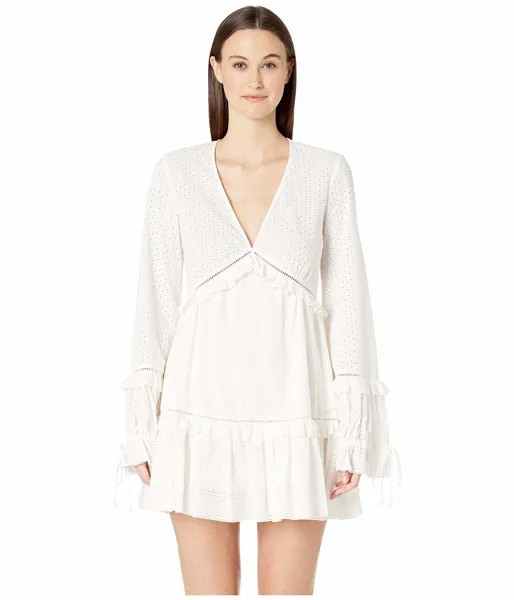 Платье Jonathan Simkhai, Embroidered Ruffle Long Sleeve Dress