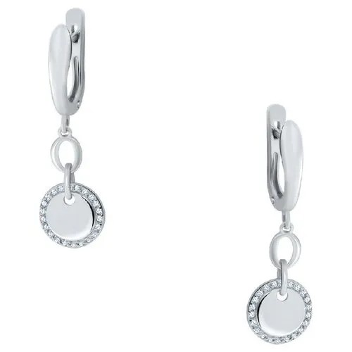 Серьги Corona, серебро, 925 проба, родирование, фианит, золотой