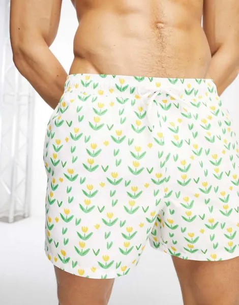 Короткие шорты для плавания с цветочным принтом ASOS DESIGN