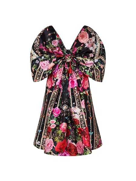 Мини-платье из тафты с цветочным принтом и бантом Camilla, цвет reservation for love