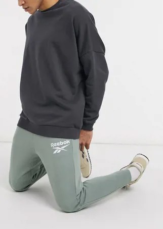 Флисовые джоггеры цвета хаки Reebok Training-Зеленый цвет