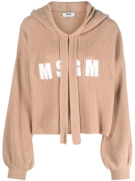 MSGM худи с нашивкой-логотипом, нейтральный цвет
