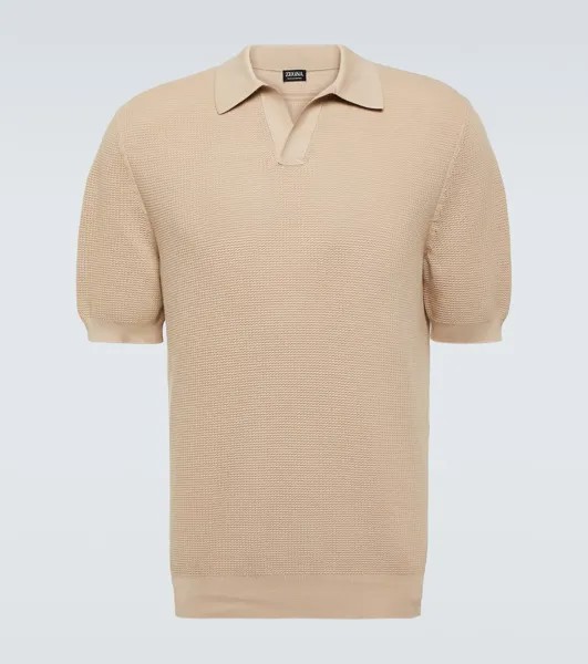 Хлопковая рубашка-поло Zegna, бежевый