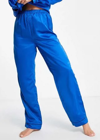 Атласные пижамные брюки сапфирового цвета Loungeable «Выбирай и комбинируй»-Голубой