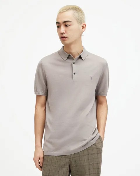 Рубашка поло Mode Merino с короткими рукавами AllSaints, каштановый тауп