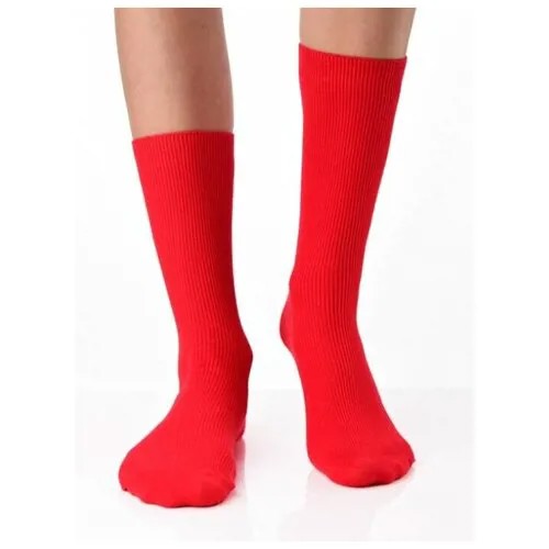 Носки рибана унисекс, цветные прикольные носки/ Модные носки с рисунком/ Высокие носки в рубчик с вышивкой Вишня/ Носки из натурального хлопка, красный цвет, размер 36-40