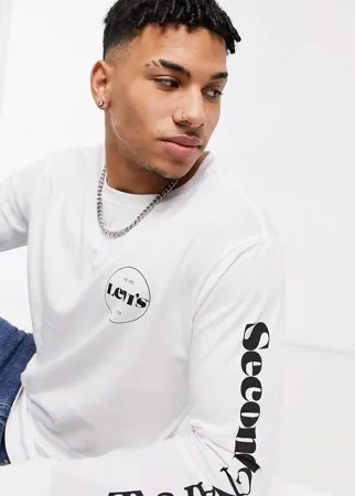 Белый свободный лонгслив с логотипом на груди и рукавах Levi's Modern Vintage