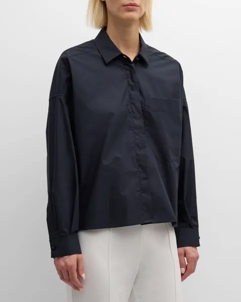 Рубашка на пуговицах из хлопкового поплина Emporio Armani, цвет Navy