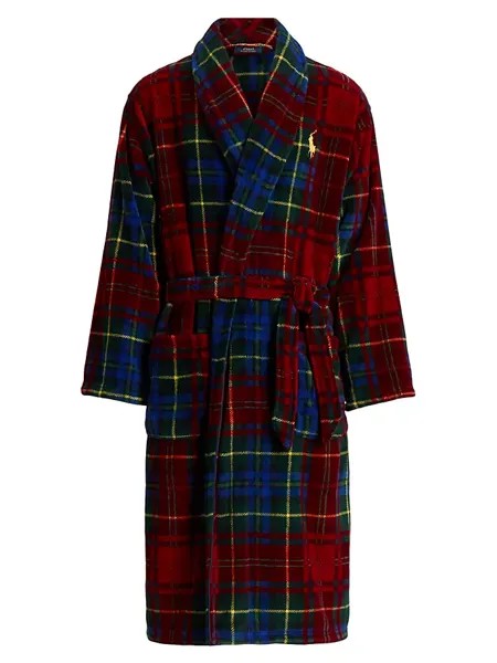 Клетчатый халат из микрофибры Polo Ralph Lauren, цвет terra plaid
