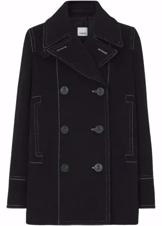 Burberry двубортный бушлат с декоративной строчкой