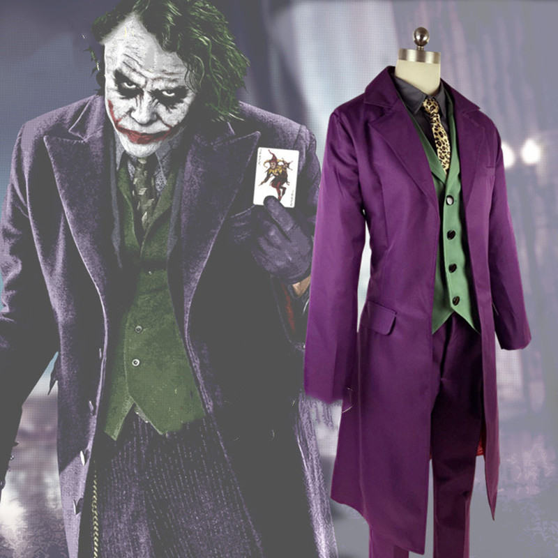 Лидер продаж, костюм для косплея Heath Ledger на Хэллоуин, мужской костюм из фильма «Темный рыцарь», костюм Джокера, фиолетовая куртка, полный ком...