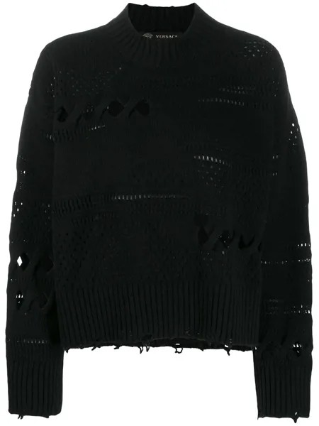 Versace трикотажный свитер с эффектом потертости