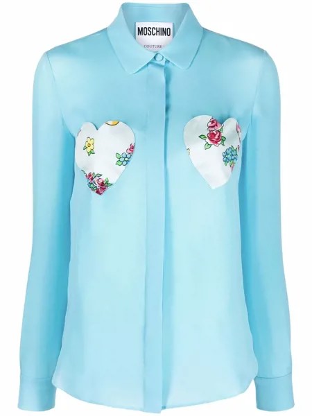 Moschino шелковая блузка с нашивками