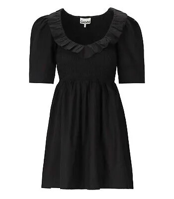 Женское черное поплиновое платье Ganni