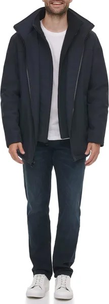 Куртка Men's Hooded Rip Stop Water and Wind Resistant Jacket with Fleece Bib Calvin Klein, темно-синий