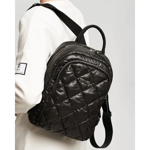 Рюкзак  бочонок FABRIZIO, нейлон, текстиль, отделение для ноутбука, вмещает А4, внутренний карман, регулируемый ремень, черный