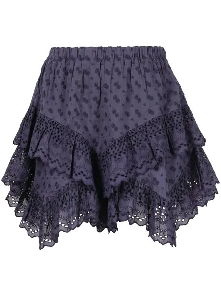 Isabel Marant Étoile юбка мини с оборками и вышивкой