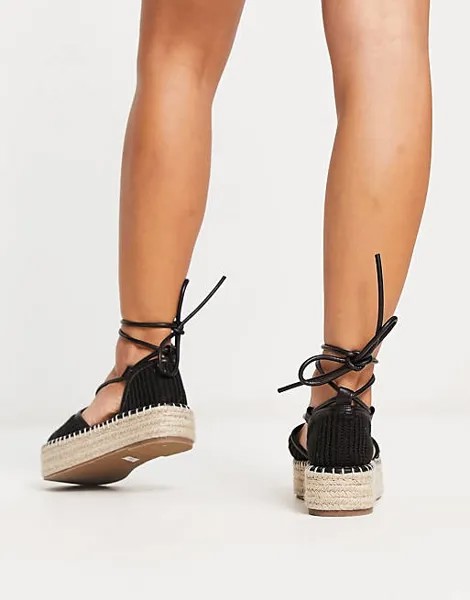 Черные эспадрильи на платформе ASOS DESIGN Wide Fit Juggle