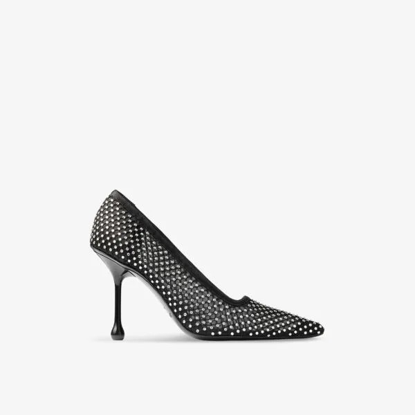 Туфли-Лодочки Ixia 95 из сетки и атласа с каблуком, украшенным кристаллами Jimmy Choo, черный