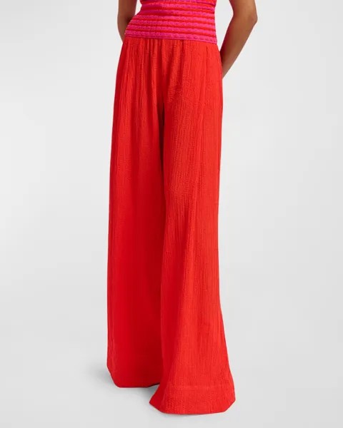 Широкие брюки из жатого хлопка с завязками Frolic Essentiel Antwerp, цвет Chili Pepper