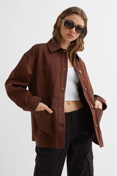 Жакет-рубашка из твила H&M, коричневый