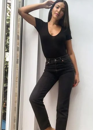 Черные расклешенные укороченные джинсы стретч с завышенной талией ASOS DESIGN Tall-Черный цвет