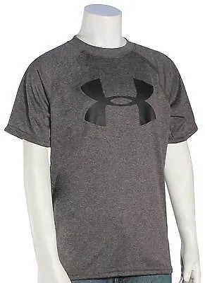 Футболка Under Armour Boys Tech с большим логотипом — карбоновый вереск / черный — новинка