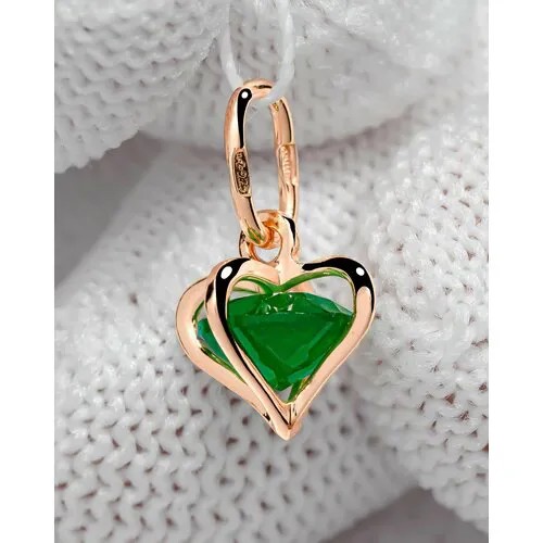В форме сердца Trade Jewelry подвеска из серебра 925 пробы (покрытие золото 585) с зеленым агатом