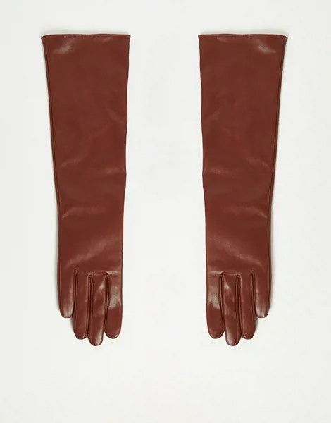 Длинные коричневые перчатки ASOS DESIGN-Коричневый цвет