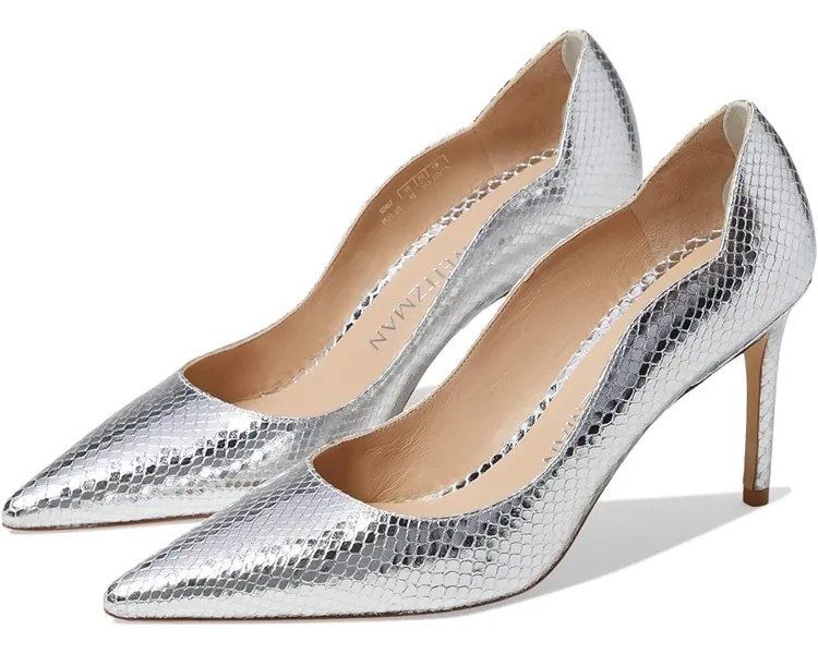 Туфли Stuart Weitzman Stuart 85 Scallop Pump, серебряный