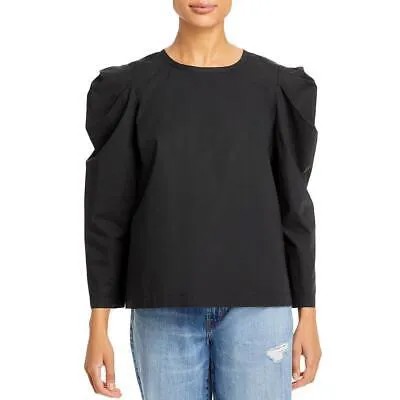 Joie Womens Rene Черная блузка с круглым вырезом и пышными рукавами XXS BHFO 6016