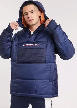 Темно-синяя утепленная куртка со вставкой Tommy Sport-Темно-синий