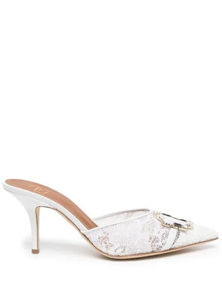 Malone Souliers кружевные мюли с кристаллами, белый